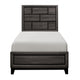 Ameya Twin Panel Bed, Brick Design Headboard, Molded Footboard, Gray