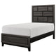 Ameya Twin Panel Bed, Brick Design Headboard, Molded Footboard, Gray