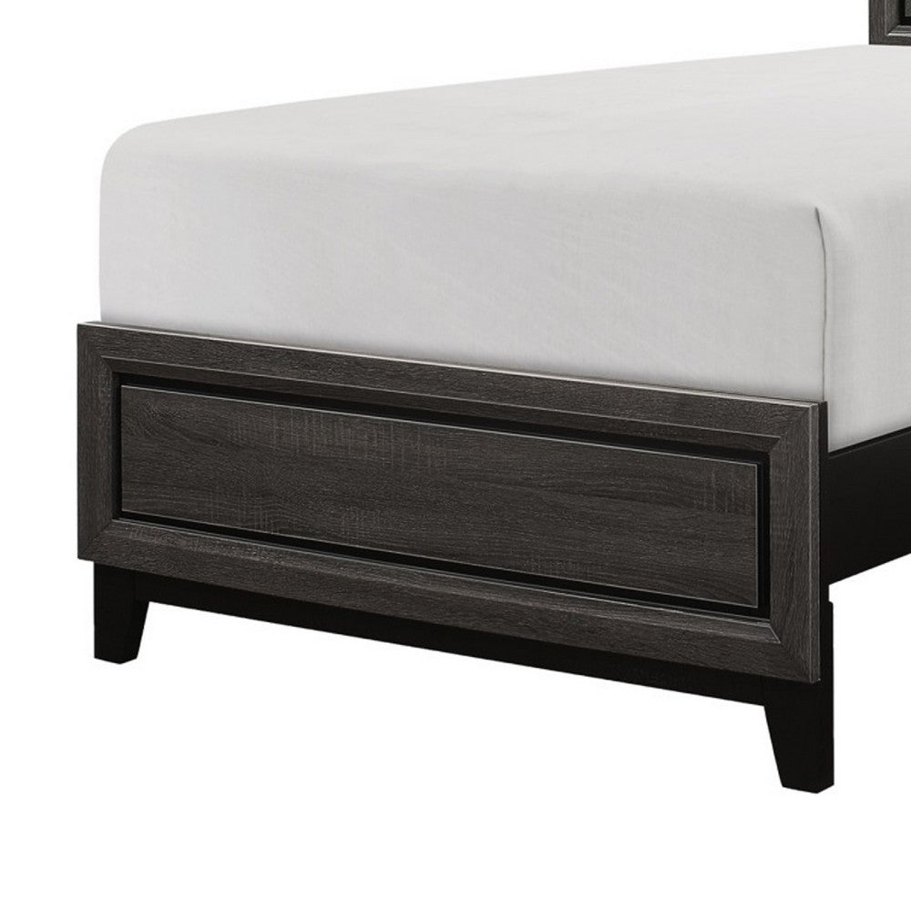 Ameya Twin Panel Bed, Brick Design Headboard, Molded Footboard, Gray