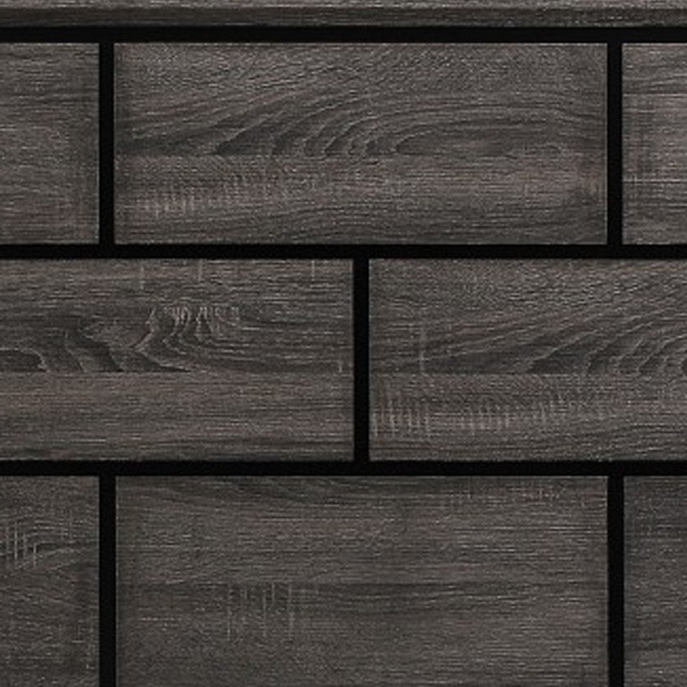 Ameya Twin Panel Bed, Brick Design Headboard, Molded Footboard, Gray