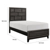 Ameya Twin Panel Bed, Brick Design Headboard, Molded Footboard, Gray