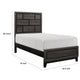 Ameya Twin Panel Bed, Brick Design Headboard, Molded Footboard, Gray