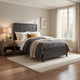 Ameya Twin Panel Bed, Brick Design Headboard, Molded Footboard, Gray