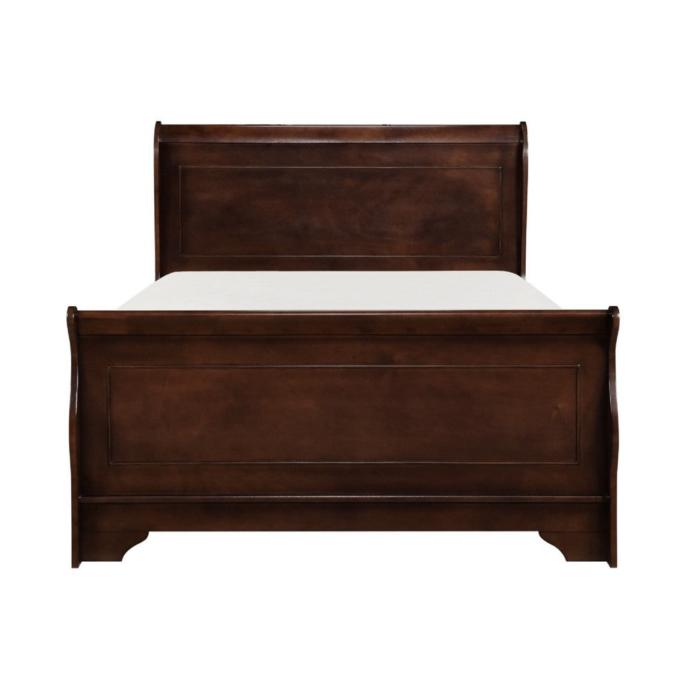 Yoshi Full Sleigh Bed, Molded Frame, Louis Philippe Style Cherry Brown
