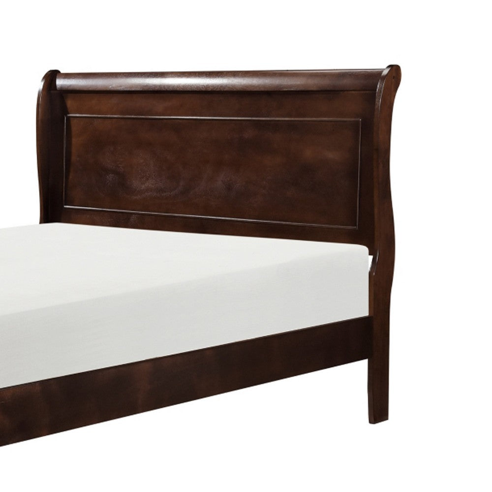 Yoshi Full Sleigh Bed, Molded Frame, Louis Philippe Style Cherry Brown