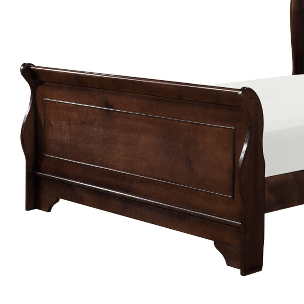 Yoshi Full Sleigh Bed, Molded Frame, Louis Philippe Style Cherry Brown