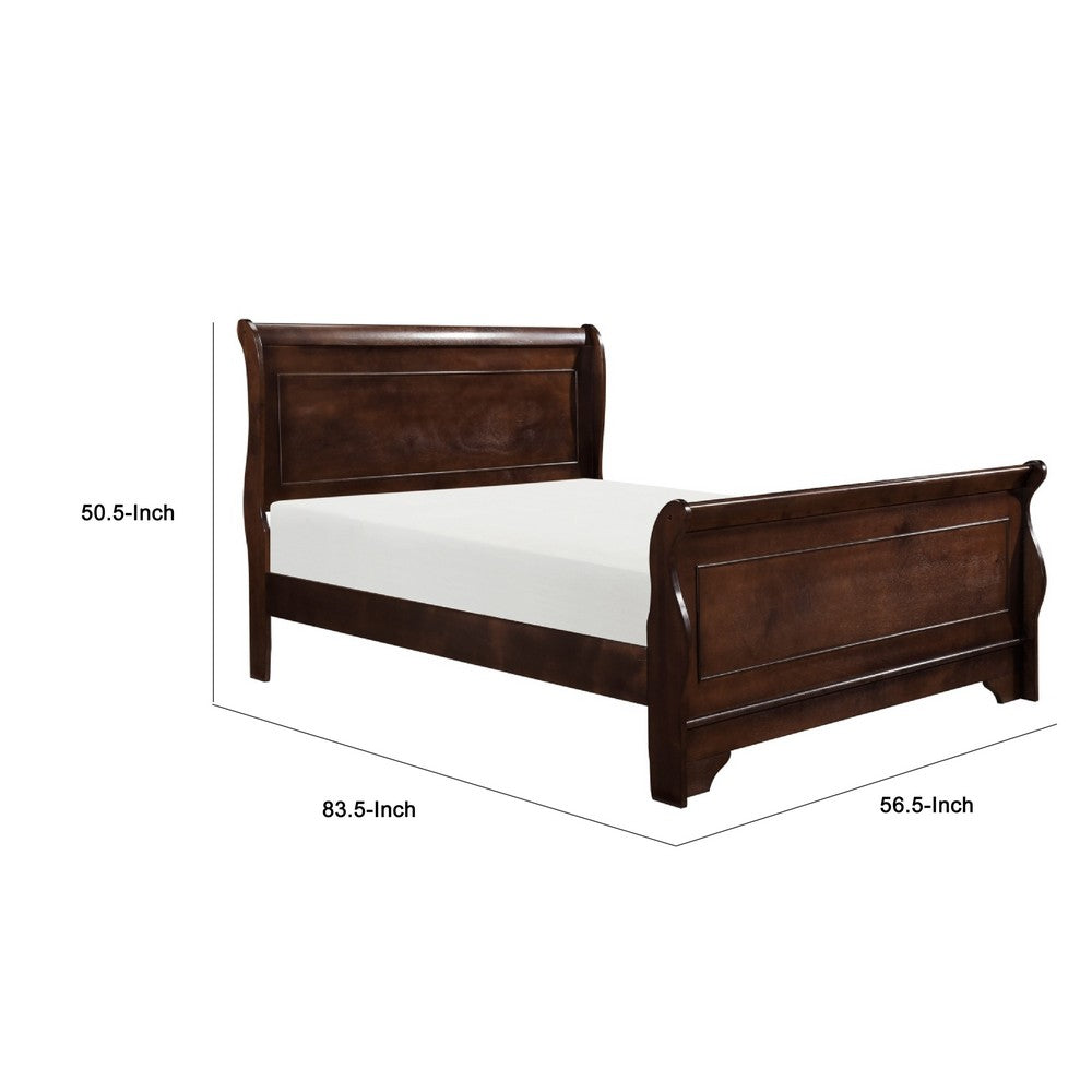Yoshi Full Sleigh Bed, Molded Frame, Louis Philippe Style Cherry Brown