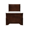 Yoshi Twin Sleigh Bed, Molded Frame, Louis Philippe Style Cherry Brown