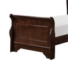 Yoshi Twin Sleigh Bed, Molded Frame, Louis Philippe Style Cherry Brown