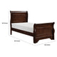 Yoshi Twin Sleigh Bed, Molded Frame, Louis Philippe Style Cherry Brown