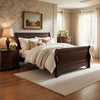 Yoshi Twin Sleigh Bed, Molded Frame, Louis Philippe Style Cherry Brown