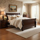 Yoshi Twin Sleigh Bed, Molded Frame, Louis Philippe Style Cherry Brown