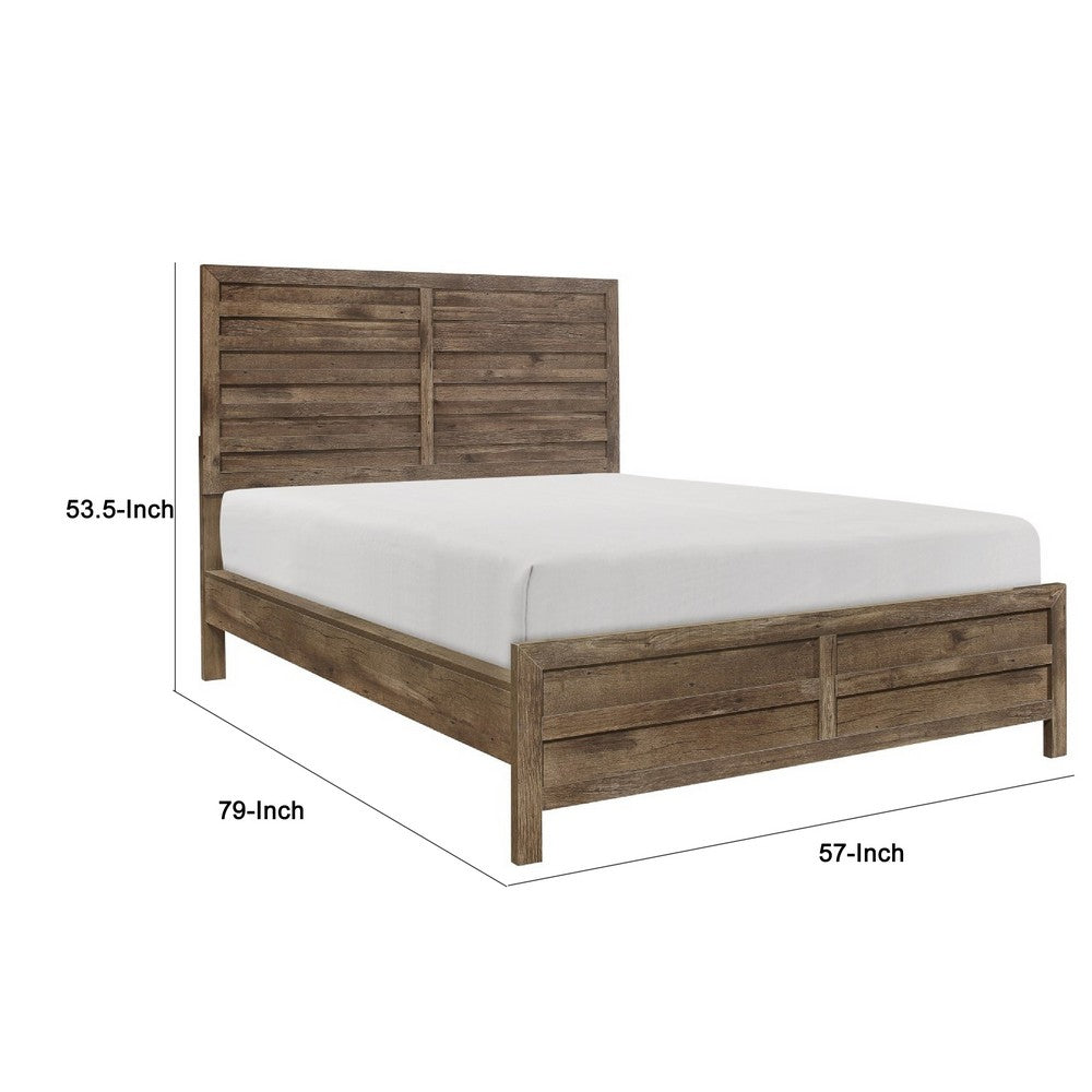 Mann Full Panel Bed, Farmhouse Plank Headboard, Weathered Pine Brown