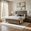 Mann Full Panel Bed, Farmhouse Plank Headboard, Weathered Pine Brown