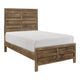 Mann Twin Panel Bed, Farmhouse Plank Headboard, Weathered Pine Brown
