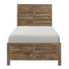 Mann Twin Panel Bed, Farmhouse Plank Headboard, Weathered Pine Brown