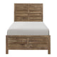 Mann Twin Panel Bed, Farmhouse Plank Headboard, Weathered Pine Brown