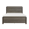 Avia Full Panel Bed, Planked Design, Antique Gray, Dark Brown Back Panels