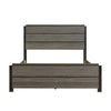 Avia Full Panel Bed, Planked Design, Antique Gray, Dark Brown Back Panels
