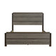 Avia Full Panel Bed, Planked Design, Antique Gray, Dark Brown Back Panels