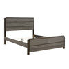 Avia Full Panel Bed, Planked Design, Antique Gray, Dark Brown Back Panels