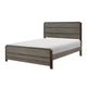 Avia Full Panel Bed, Planked Design, Antique Gray, Dark Brown Back Panels