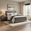 Avia Full Panel Bed, Planked Design, Antique Gray, Dark Brown Back Panels