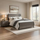 Avia Full Panel Bed, Planked Design, Antique Gray, Dark Brown Back Panels