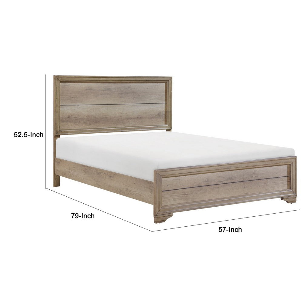Lona Full Panel Bed, Planked Frame w Molding, Sun-Bleached Natural Brown
