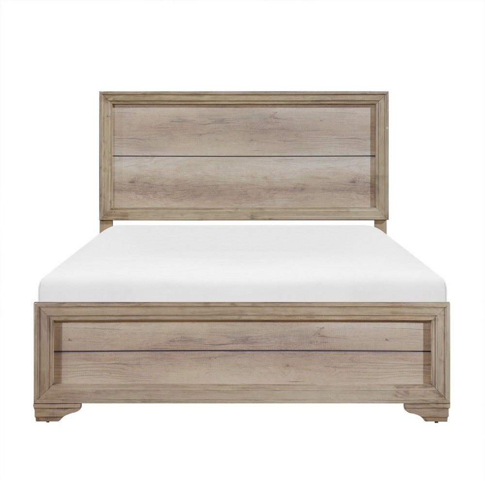 Lona Twin Panel Bed, Planked Frame w Molding, Sun-Bleached Natural Brown