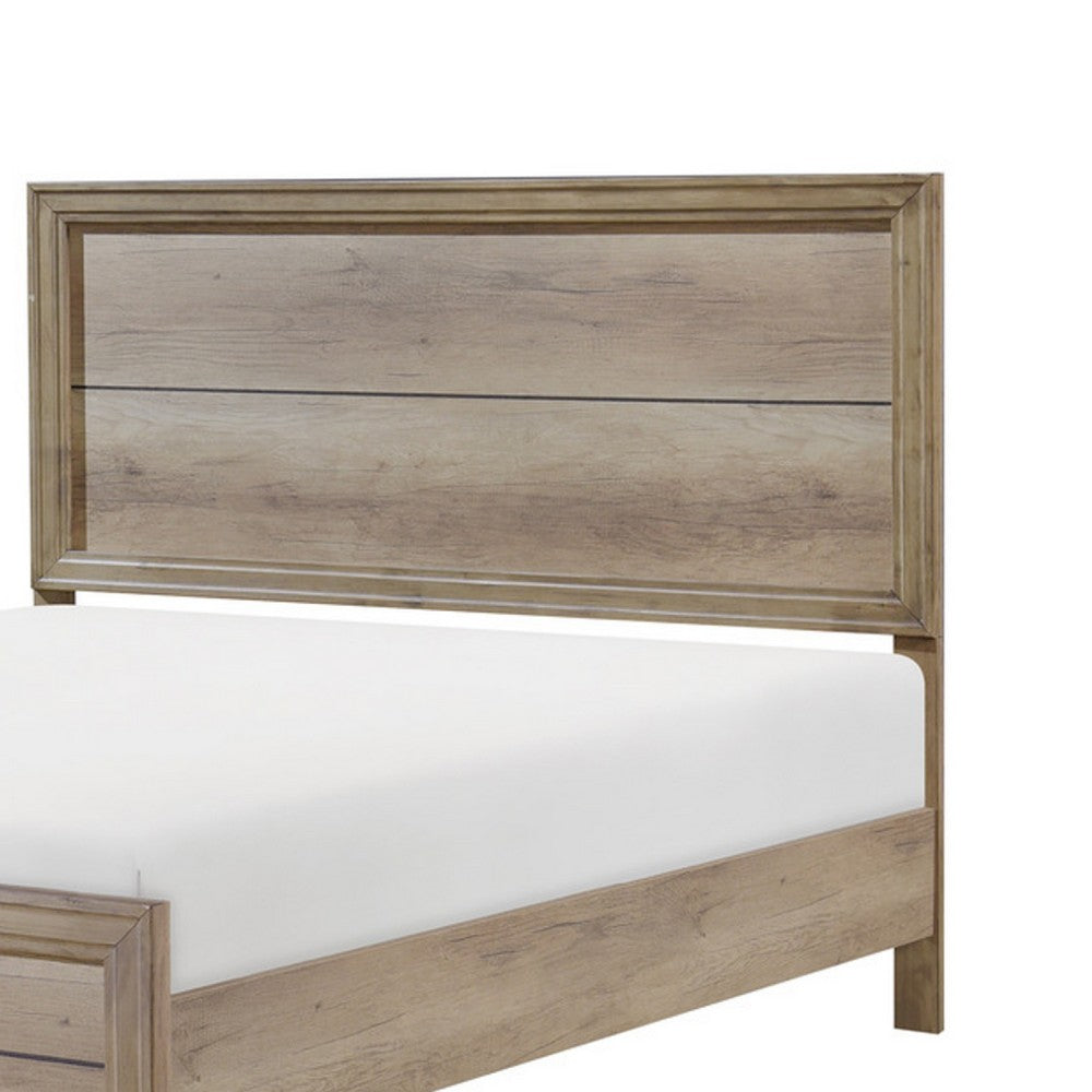 Lona Twin Panel Bed, Planked Frame w Molding, Sun-Bleached Natural Brown
