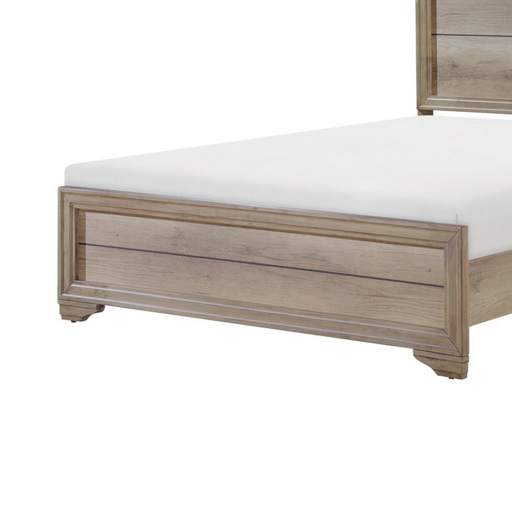 Lona Twin Panel Bed, Planked Frame w Molding, Sun-Bleached Natural Brown