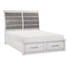 Amby Queen Platform Bed | 2 Footboard Drawers | Antique White & Gray Wood
