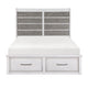 Amby Queen Platform Bed | 2 Footboard Drawers | Antique White & Gray Wood