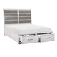 Amby Queen Platform Bed | 2 Footboard Drawers | Antique White & Gray Wood