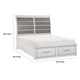 Amby Queen Platform Bed | 2 Footboard Drawers | Antique White & Gray Wood