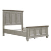 Rimy Queen Bed | Paneled Headboard & Footboard | Brown & Antique Gray