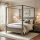 Cely Queen Canopy Bed | Paneled Headboard & Footboard | Farmhouse Oak Gray