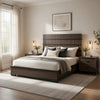 Acy Queen Bed | Slatted LED Headboard | Industrial Brownish Gray & Black