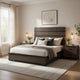 Acy Queen Bed | Slatted LED Headboard | Industrial Brownish Gray & Black