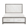 Owan Queen Bed | 2 Drawer Footboard Storage | Modern Panel Gray & Ivory