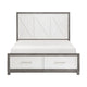Owan Queen Bed | 2 Drawer Footboard Storage | Modern Panel Gray & Ivory