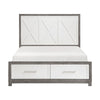 Owan Full Bed | 2 Drawer Footboard Storage | Modern Panel Gray & Ivory