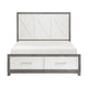 Owan Full Bed | 2 Drawer Footboard Storage | Modern Panel Gray & Ivory