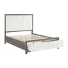 Owan Full Bed | 2 Drawer Footboard Storage | Modern Panel Gray & Ivory