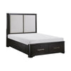 Gily Queen Bed | 2 Footboard Storage Drawers | Upholstered Headboard | Gray