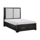 Gily Queen Bed | 2 Footboard Storage Drawers | Upholstered Headboard | Gray