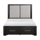 Gily Queen Bed | 2 Footboard Storage Drawers | Upholstered Headboard | Gray