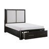 Gily Queen Bed | 2 Footboard Storage Drawers | Upholstered Headboard | Gray