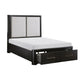 Gily Queen Bed | 2 Footboard Storage Drawers | Upholstered Headboard | Gray